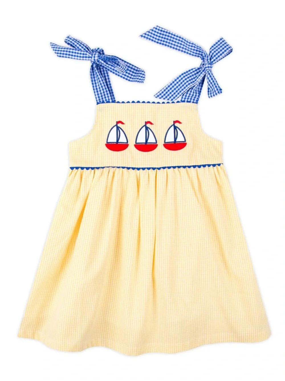 Classic Whimsy Newport Sailboat Yellow Gingham Aubree Dress size 6